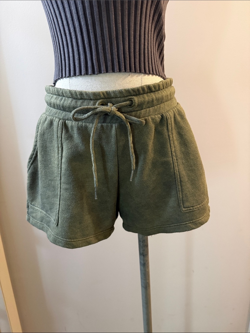 Zella Olive Green Drawcord Athletic Shorts